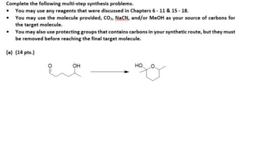 Multi Step Synthesis Problem Solved Complete the following multi-step synthesis problems. | Chegg.com