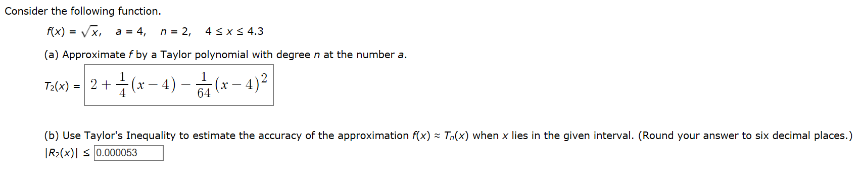 Solved Consider the following function. f(x) = x, a = 4, n = | Chegg.com