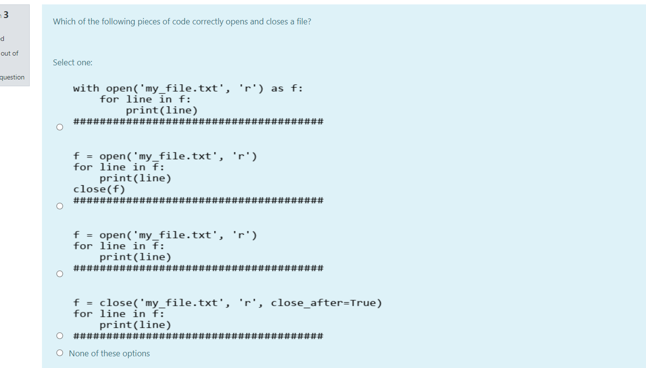 Solved 3 Which of the following pieces of code correctly | Chegg.com