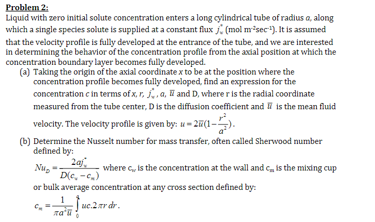 Solved Problem 2: Liquid with zero initial solute | Chegg.com