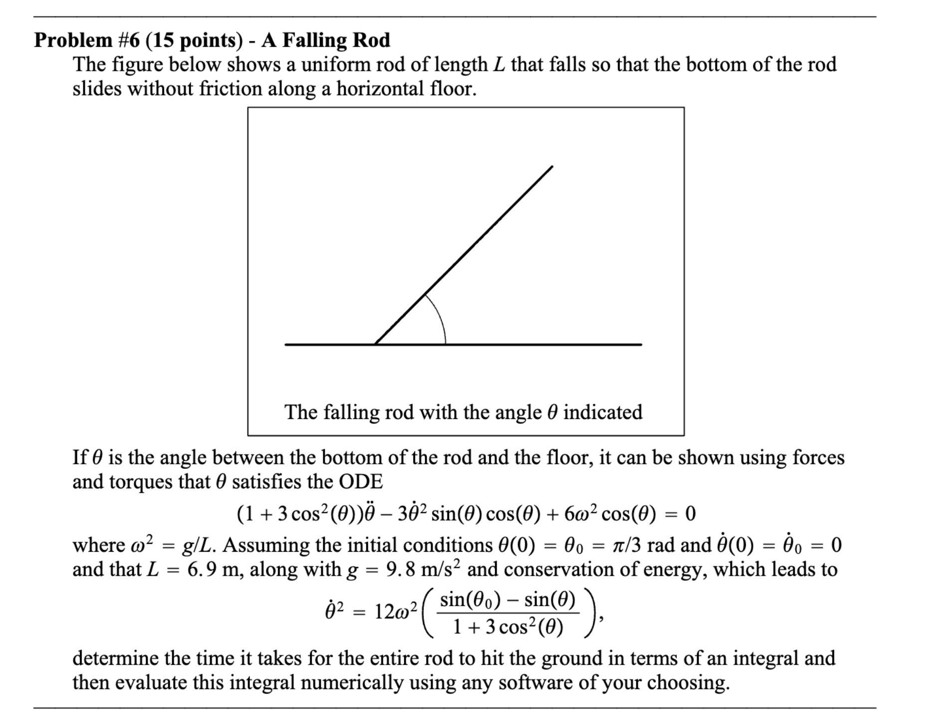Falling Rod Path Solved Problem #6 (15 points) - A Falling RodThe figure | Chegg.com