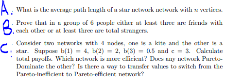 Solved A. What is the average path length of a star network | Chegg.com