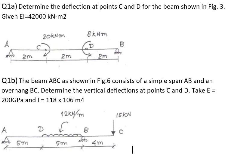 Solved Q1a) Determine The Deflection At Points C And D For | Chegg.com