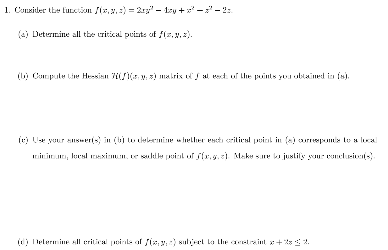 solved-1-consider-the-function-f-x-y-z-2xy2-4xy-x2-z2-2z-chegg