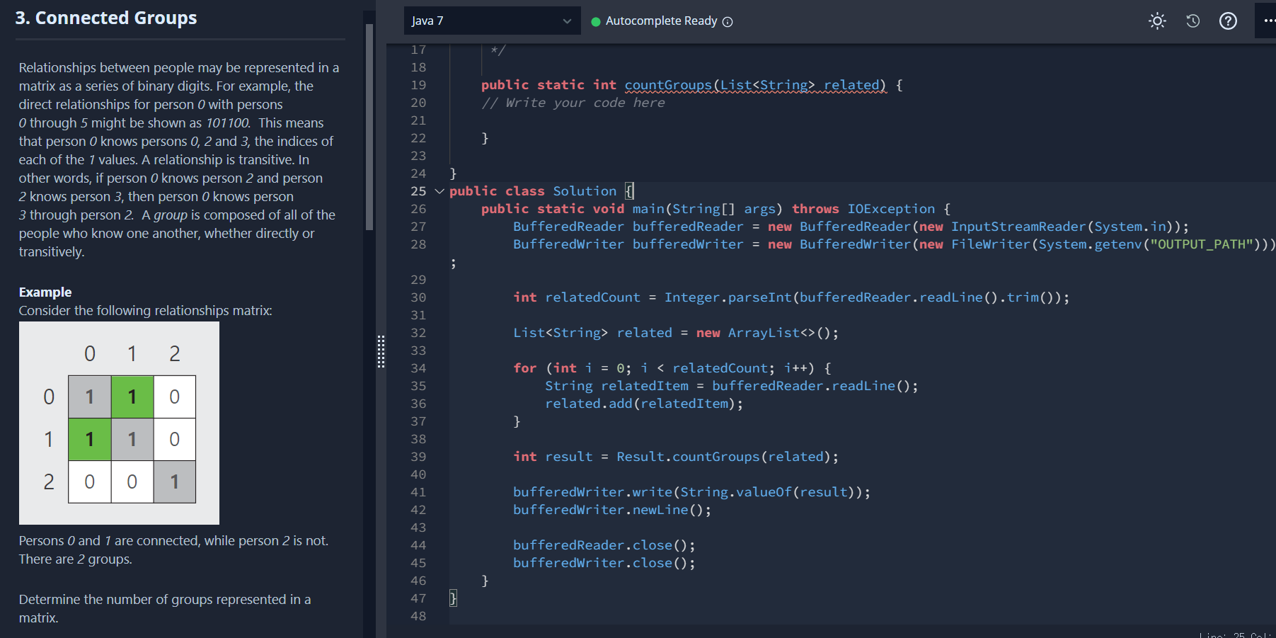 Solved 3. Connected Groups Java 7 • Ready O
