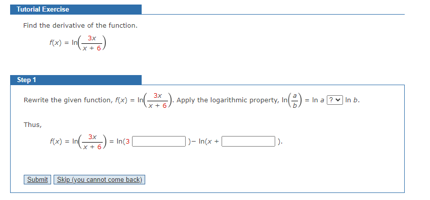 Solved Tutorial Exercise Find The Derivative Of The | Chegg.com