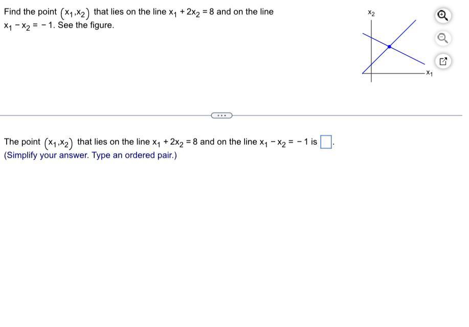 Solved Find the point (x1,x2) that lies on the line x1+2x2=8 | Chegg.com