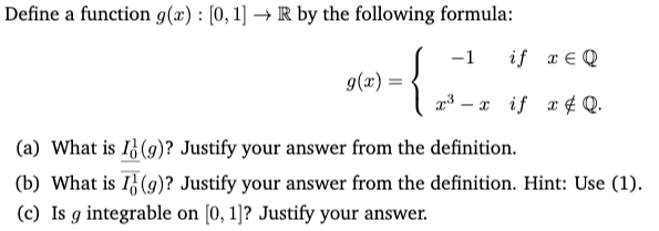 Solved Define A Function G X 0 1 R By The Followi Chegg Com