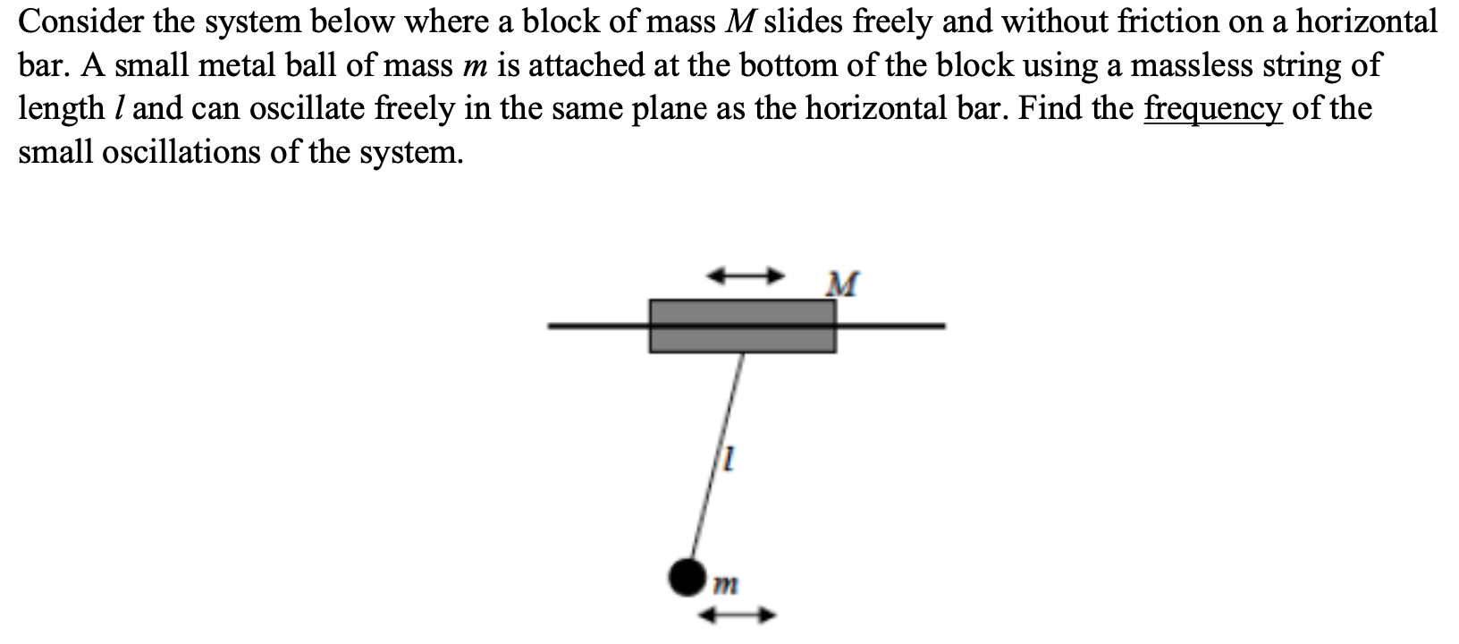 Solved Consider the system below where a block of mass M