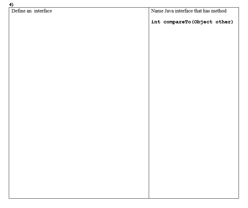 Solved 4) Define an interface Name Java interface that has | Chegg.com