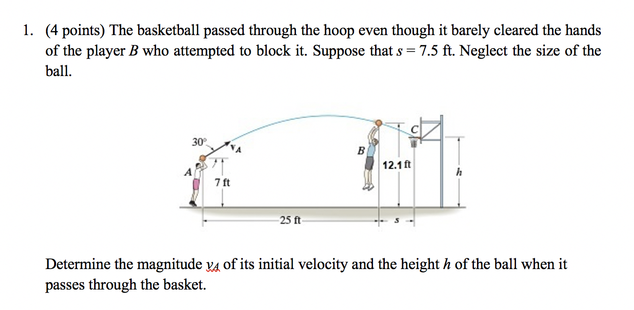 Solved 1. (4 points) The basketball passed through the hoop