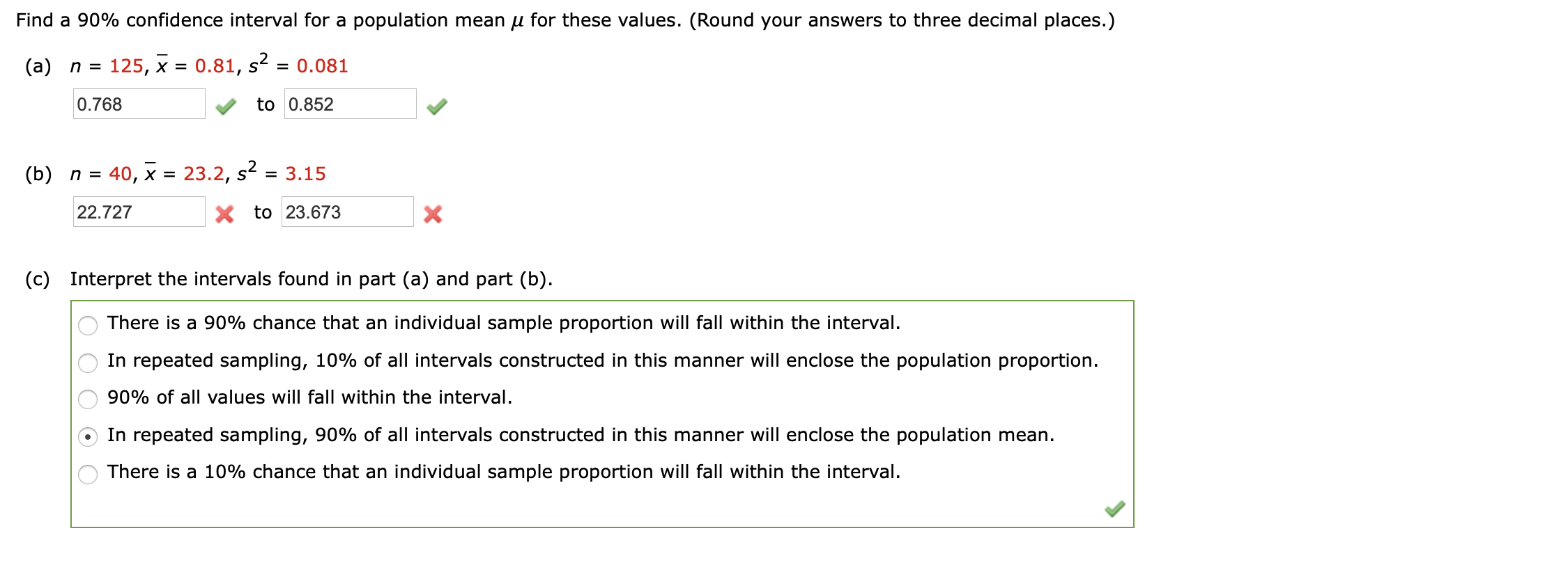 Solved Find a 90% confidence interval for a population mean | Chegg.com