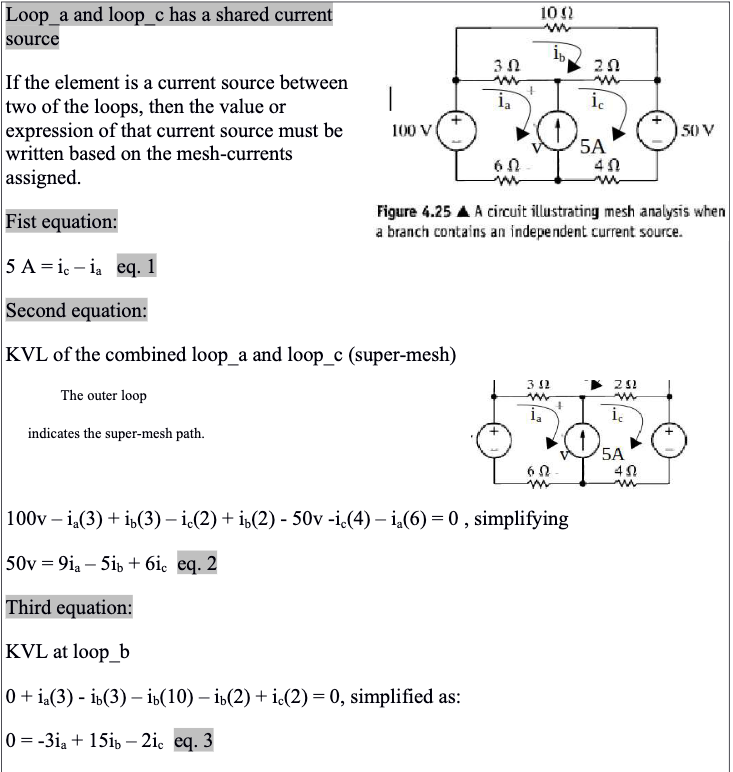 Solved Loop_a and loop_c has a shared currentsourceIf the | Chegg.com