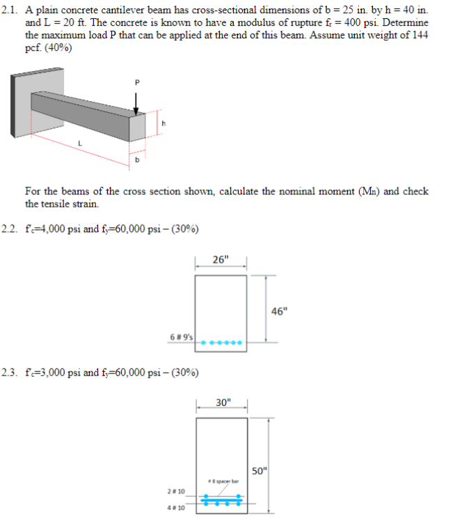 solved-2-1-a-plain-concrete-cantilever-beam-has-chegg