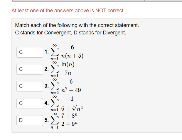 Solved At least one of the answers above is NOT correct. | Chegg.com