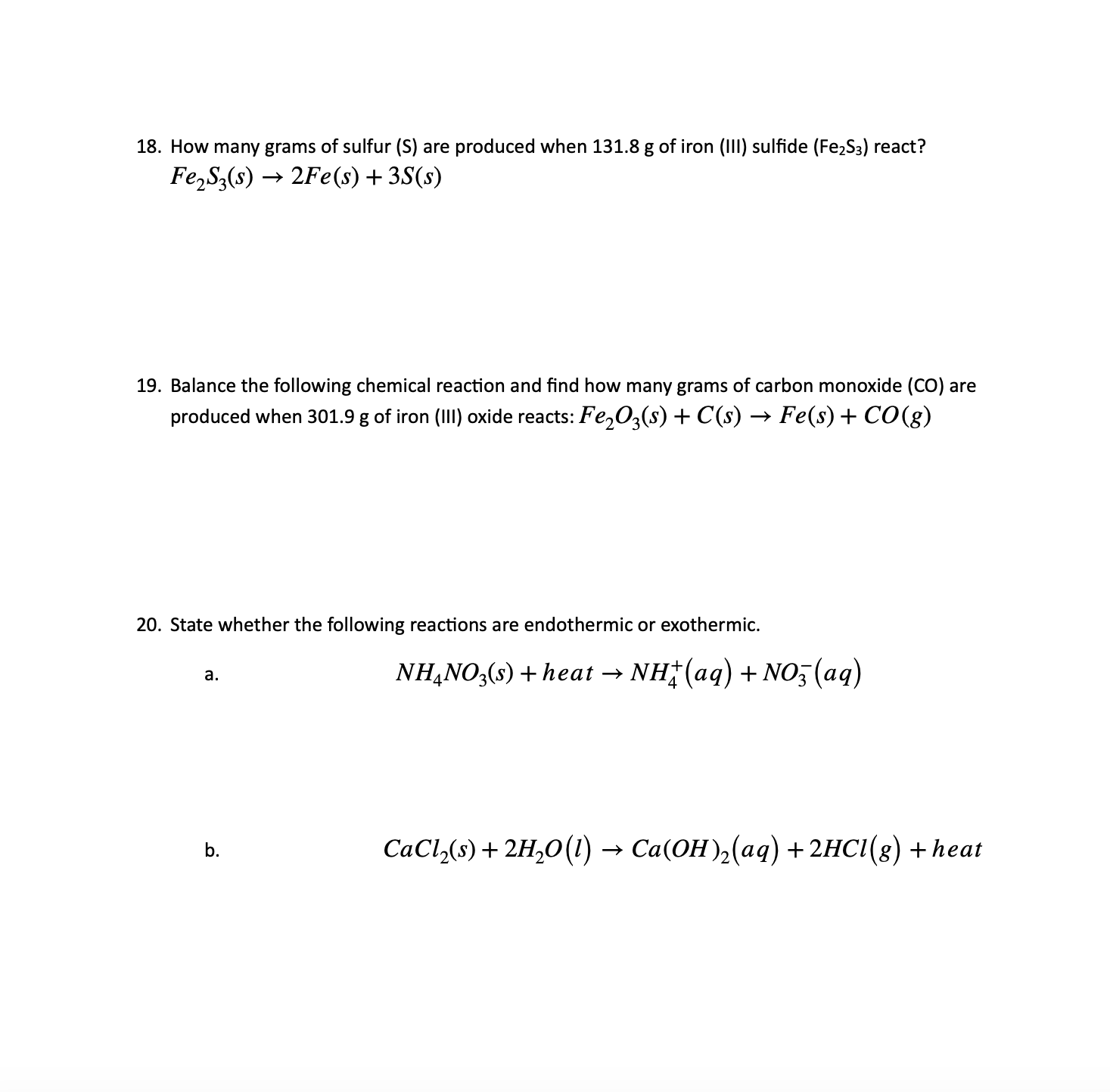 Solved 18. How many grams of sulfur (S) are produced when | Chegg.com