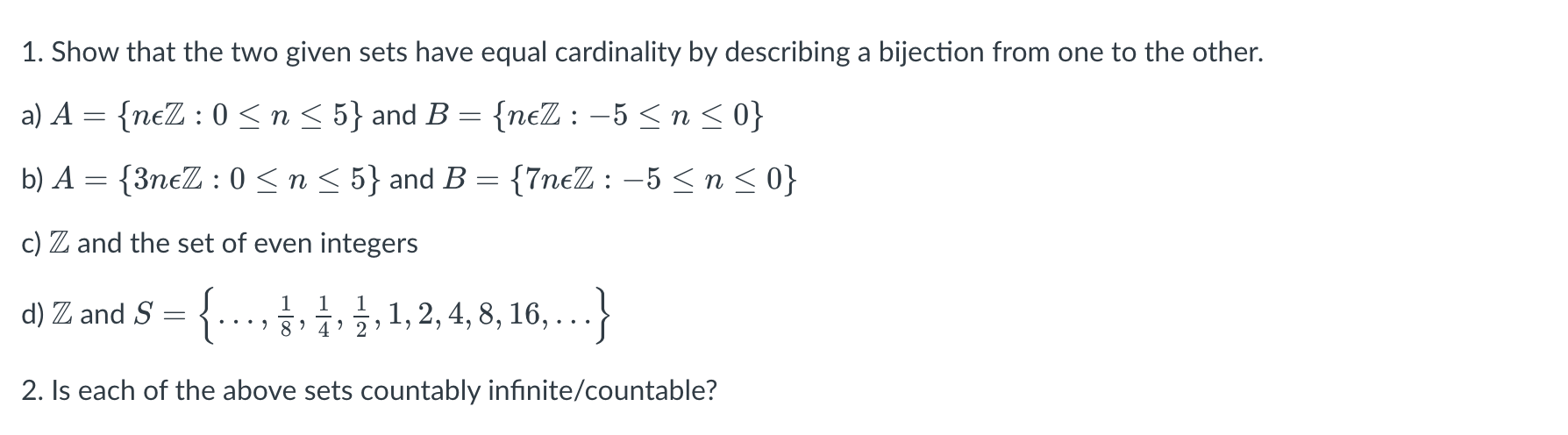 Solved 1. Show that the two given sets have equal | Chegg.com