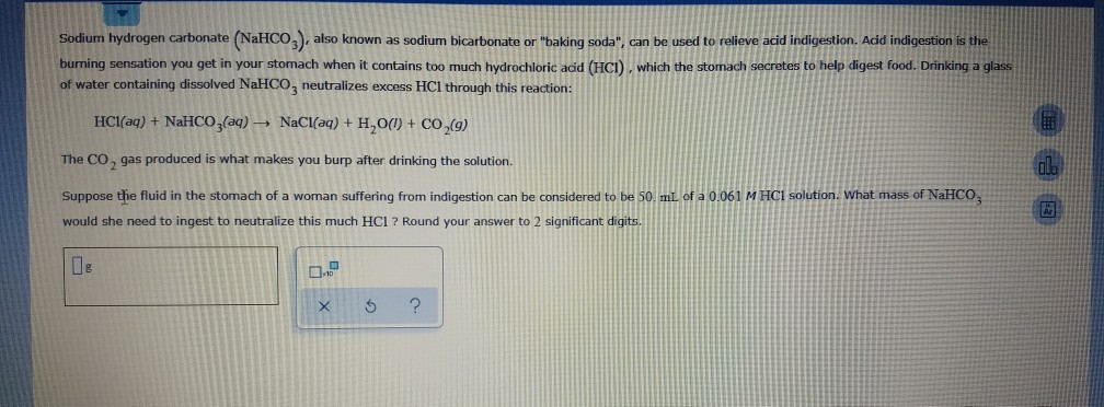 Solved Sodium Hydrogen Carbonate (NaHCO Also Known As Sodium | Chegg.com