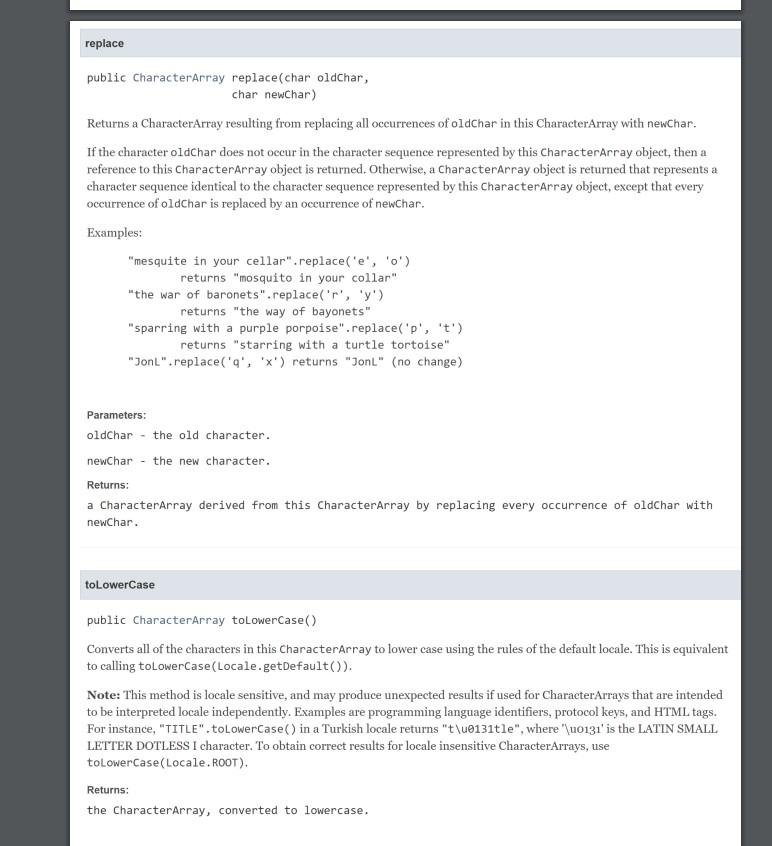 Solved Specification CharacterArray is a class that allows | Chegg.com