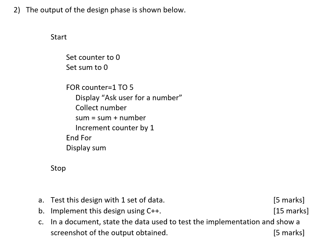 Solved 2) The output of the design phase is shown below. | Chegg.com