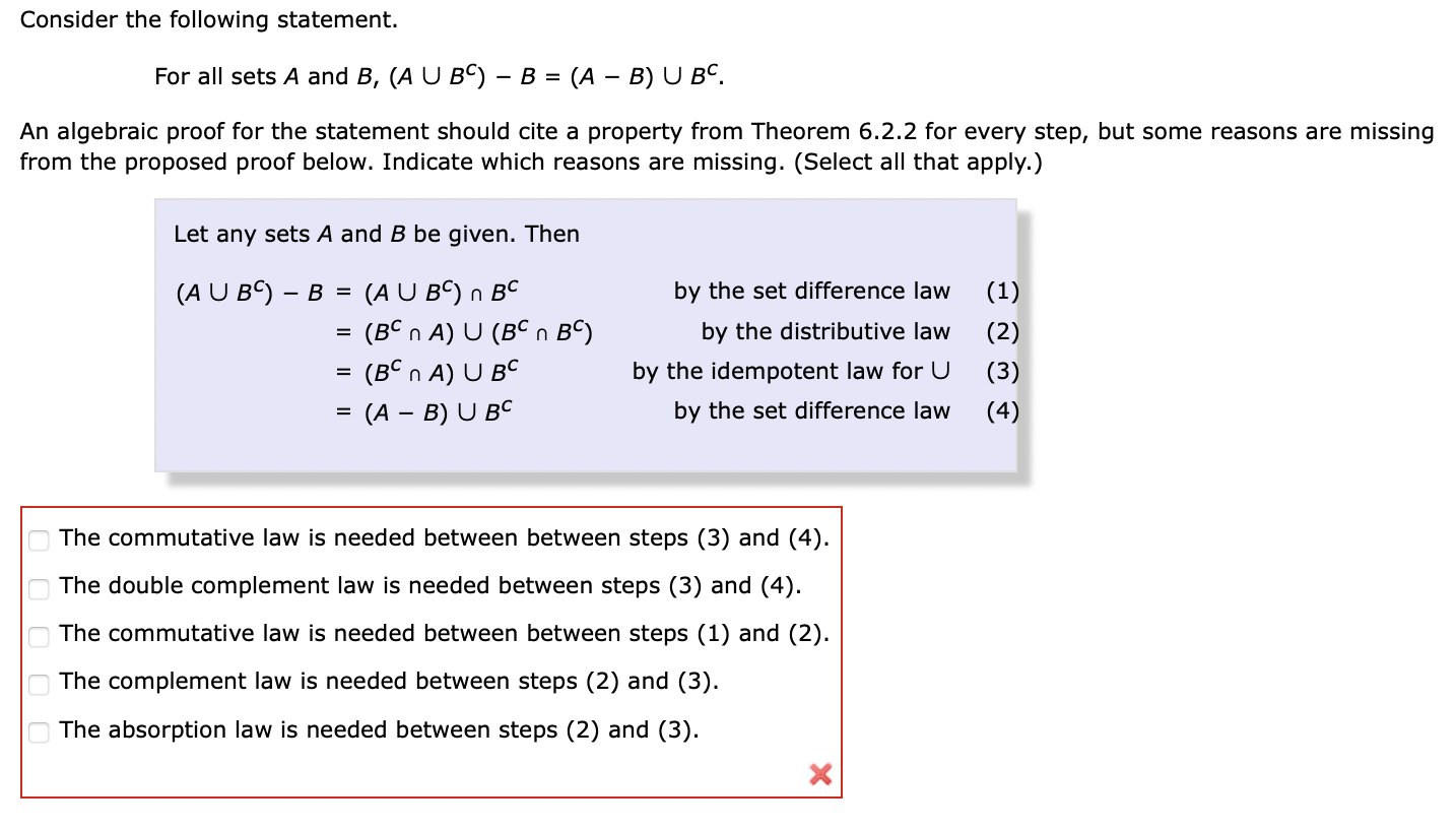 Solved Consider The Following Statement. For All Sets A And | Chegg.com