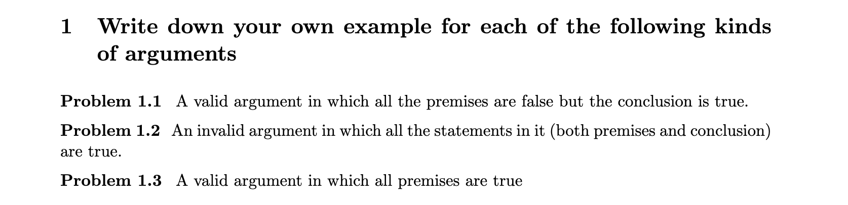 Solved 1 Write down your own example for each of the | Chegg.com