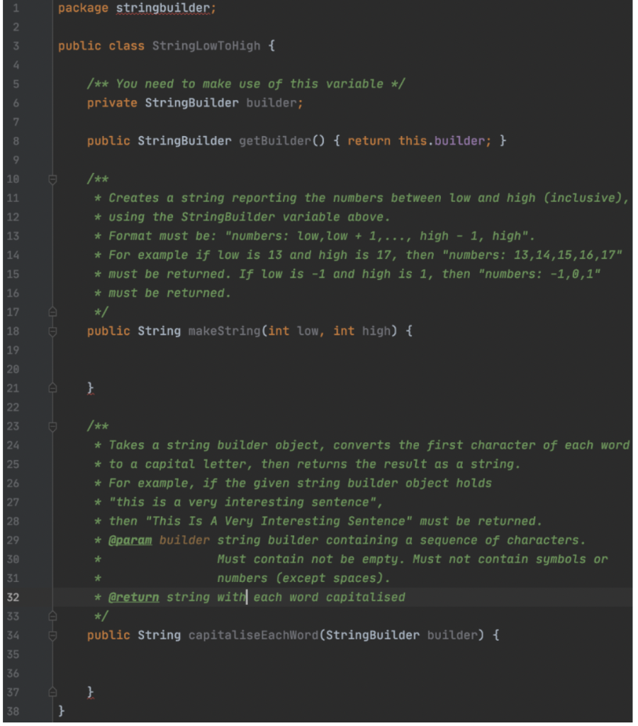 Solved Java String Builder Implement the functions public | Chegg.com