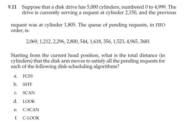 Solved 911 Suppose That A Disk Drive Has 5000 Cylinders