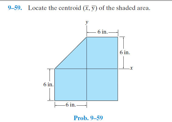 Solved 9-59. Locate the centroid (x, y) of the shaded area. | Chegg.com