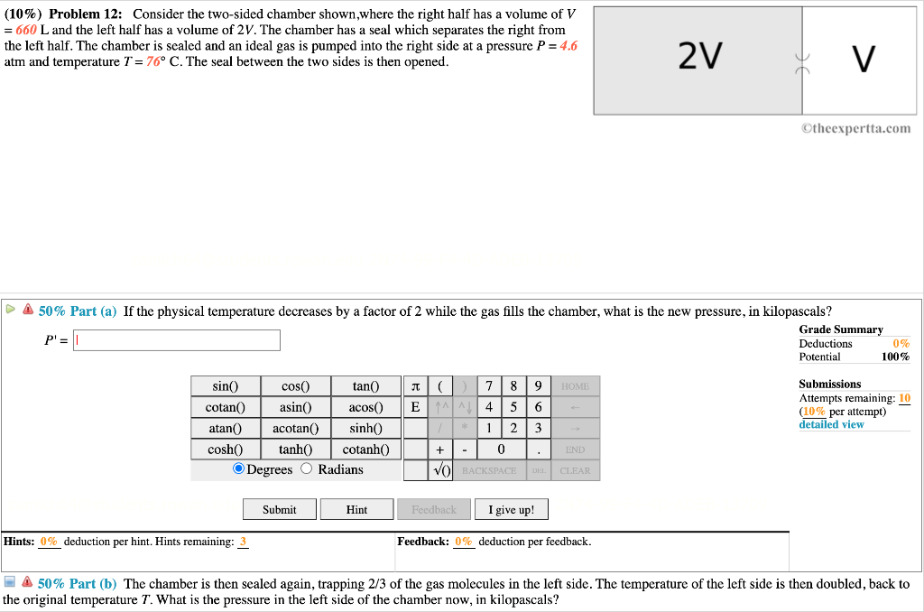 Solved 10 Problem 12 Consider The Two Sided Chamber S Chegg Com