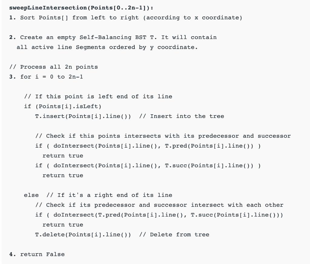 // Implementation of Sweep Line | Chegg.com