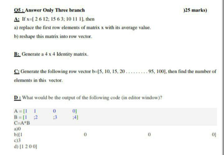 Solved 125 marks 05 Answer Only Three branch A If x 26