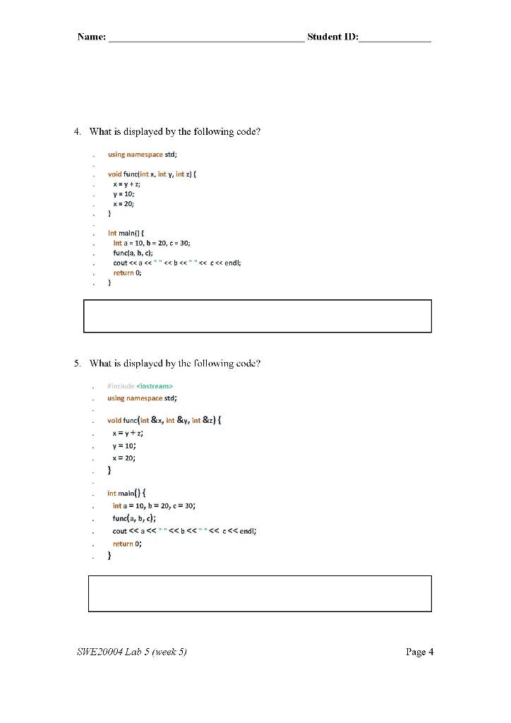 Solved Name: Student ID: SWE20004 Technical Software | Chegg.com