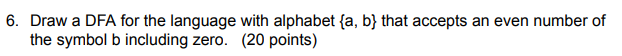 Solved 6. Draw A DFA For The Language With Alphabet {a,b} | Chegg.com