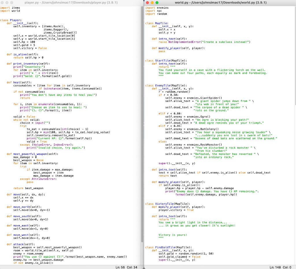 Solved Using python, can you combine these 6 .py files so | Chegg.com