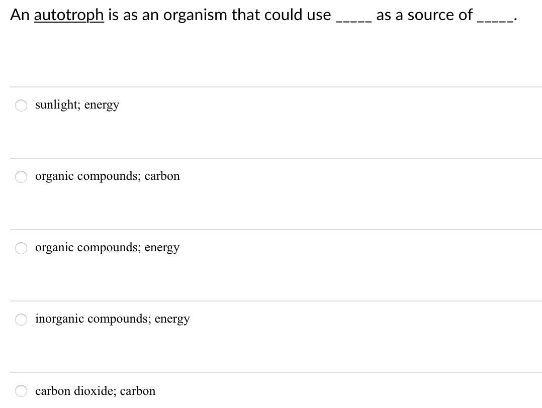 Solved An Autotroph Is As An Organism That Could Use As A | Chegg.com