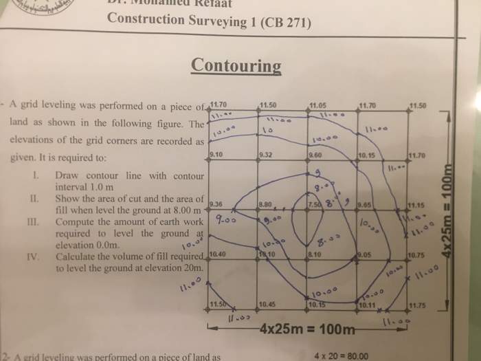 Solved Construction Surveying 1 (CB 271) Contouring A grid