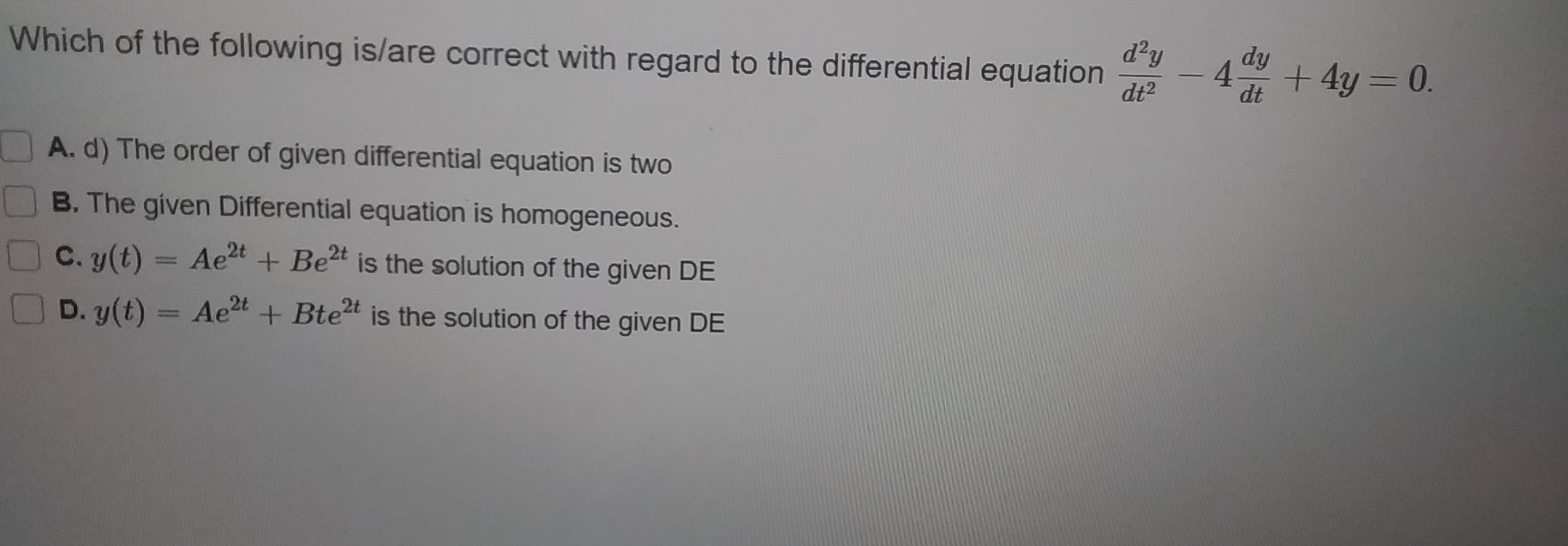 Solved Given the following differential equation dạy + 2y | Chegg.com