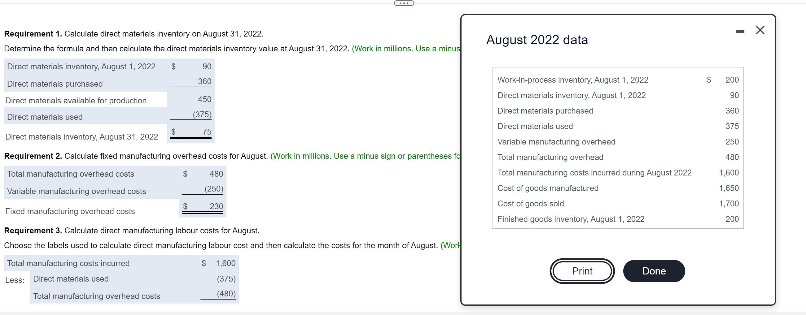 Solved Х 1 Requirement 1. Calculate direct materials | Chegg.com