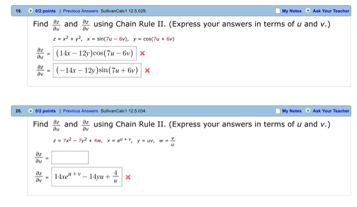 Solved 19. 0/2 points | Previous Answers SulivanCalc1 | Chegg.com