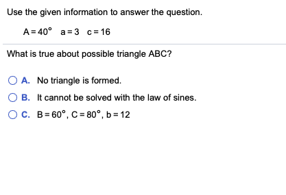 Solved Use the given information to answer the question. A = | Chegg.com