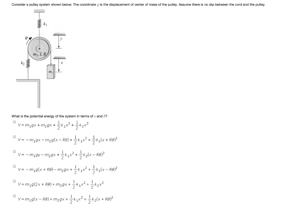 Solved Consider A Pulley System Shown Below. The Coordinate | Chegg.com