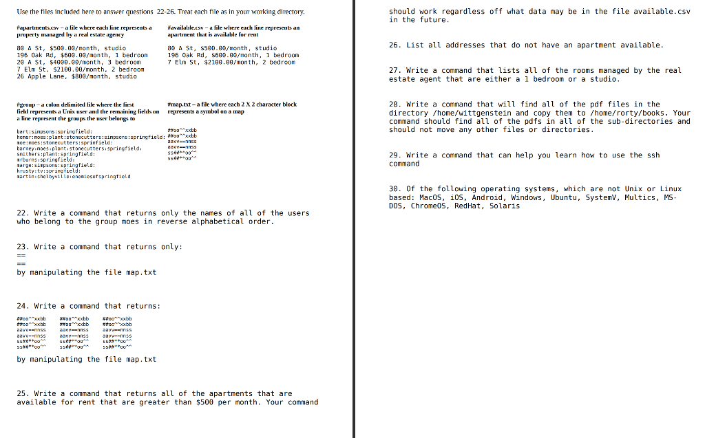 Use the files included here to answer questions | Chegg.com