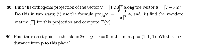 Solved .a 86. Find the orthogonal projection of the vector v | Chegg.com