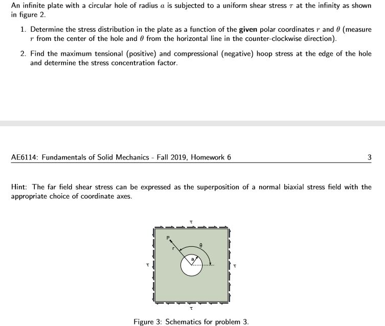 An infinite plate with a circular hole of radius a is | Chegg.com