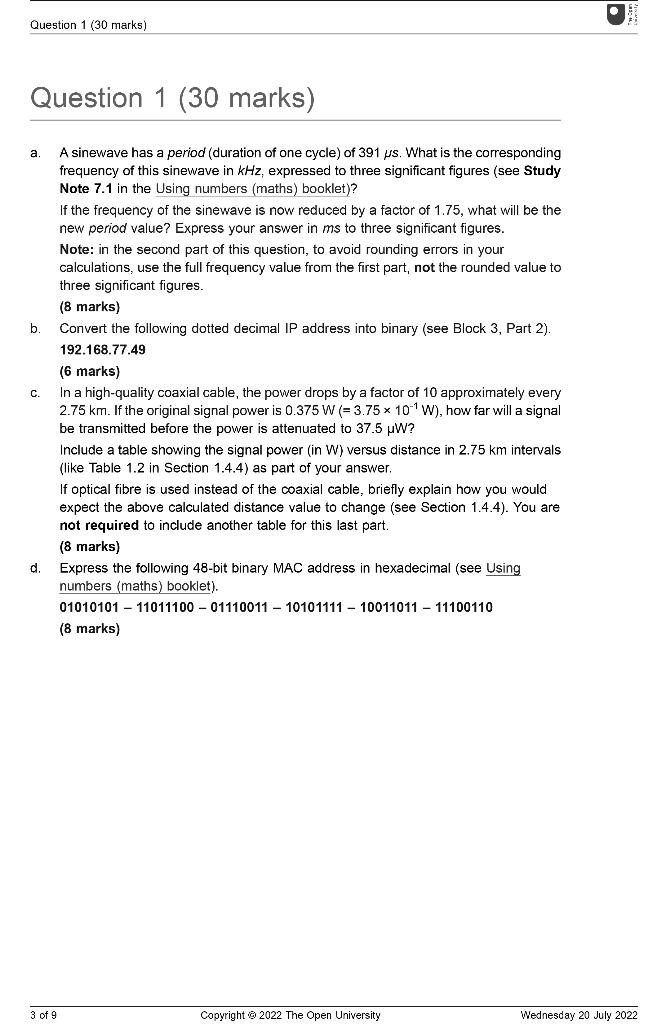 Solved A. A Sinewave Has A Period (duration Of One Cycle) Of | Chegg.com