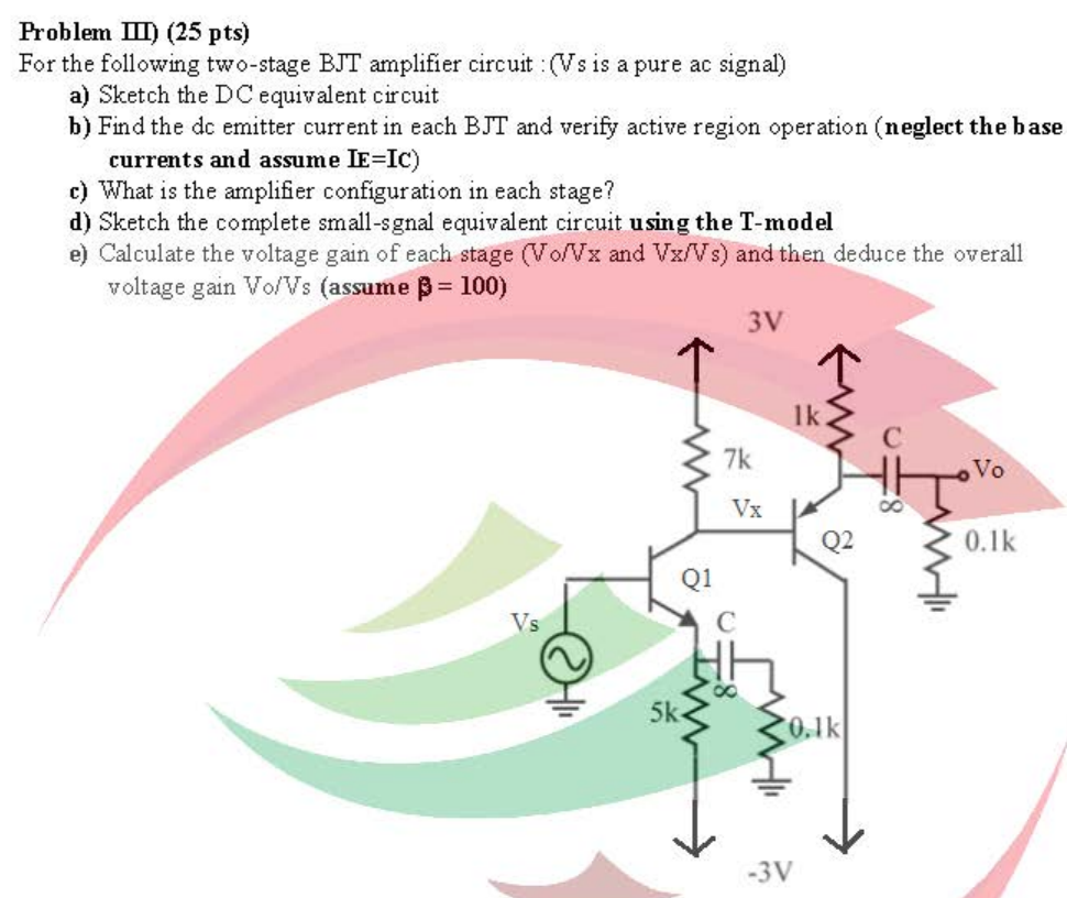 Solved Exercise 5 (20 points): The following amplifier | Chegg.com
