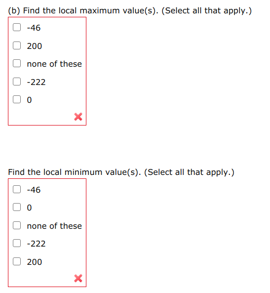 Solved (b) Find The Local Maximum Value(s). (Select All That | Chegg.com