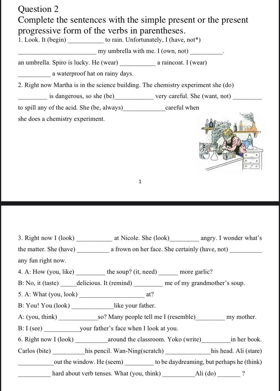 Question 2 Complete The Sentences With The Simple Chegg