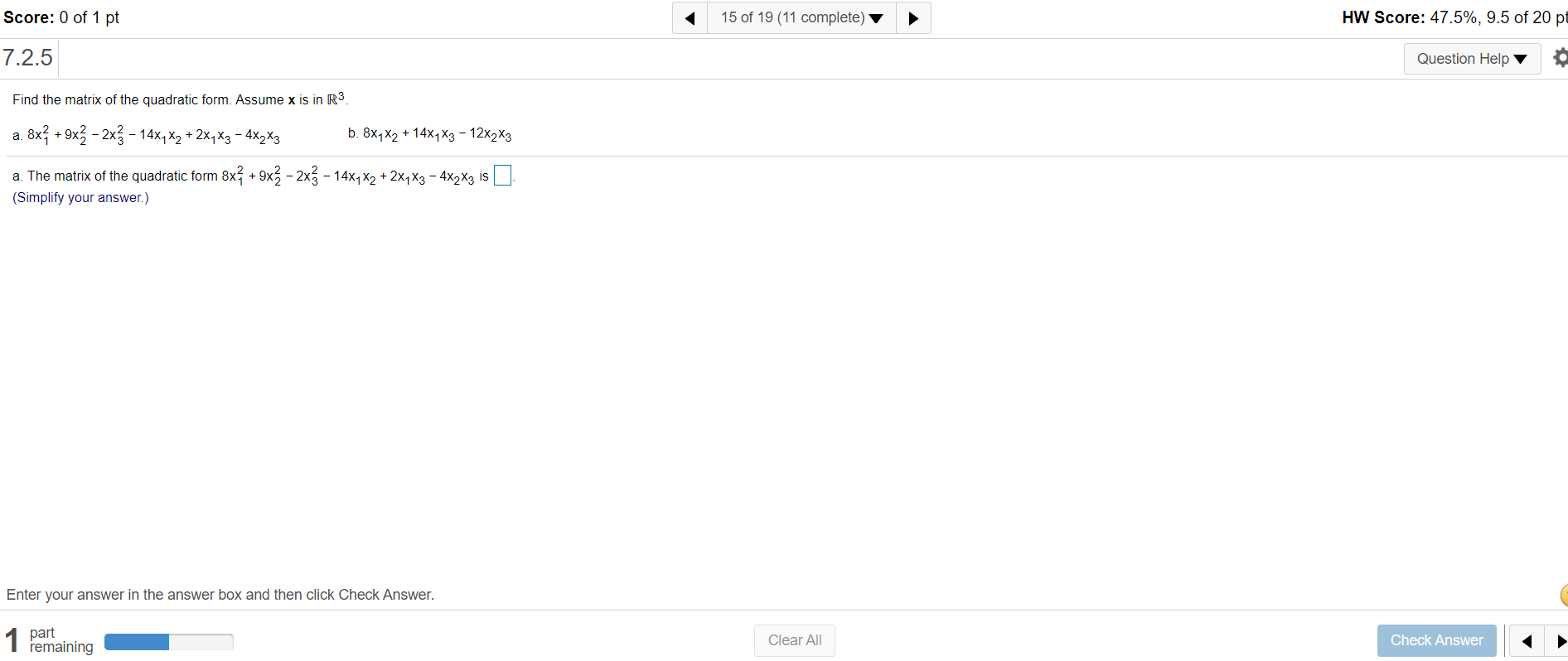 Solved Score: 0 of 1 pt 15 of 19 (11 complete) HW Score: | Chegg.com